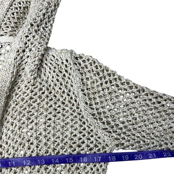 J. JILL Crochet Fringe Beachy Tassel Tie Coverup Open Resort wear Cardigan - Picture 8 of 14